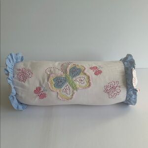 Pottery Barn Butterfly Embroidered Bolster Pillow